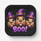 Trendy zwart Schattigee Halloween Capybara Boo Par Papieren Bordje (Voorkant)
