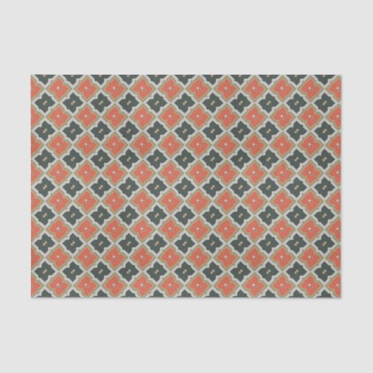 Trendy Zwart Sinaasappel Grijs Marokkaans Patroon Tissuepapier (Voorkant)