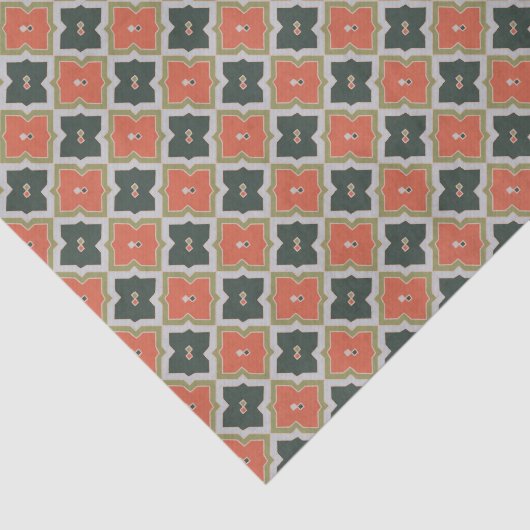 Trendy Zwart Sinaasappel Grijs Marokkaans Patroon Tissuepapier (Detail)