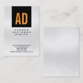 Trendy zwart Sinaasappel grijs monogram Visitekaar Visitekaartje (Voorkant / Achterkant)