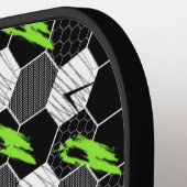 Trendy Zwart & Wit Abstract Geometrisch Voetbal Pickleball Paddle (Links Detail)