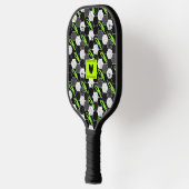 Trendy Zwart & Wit Abstract Geometrisch Voetbal Pickleball Paddle (Links)