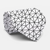 Trendy zwart-wit abstract lijnennetpatroon  stropdas (Opgerold)