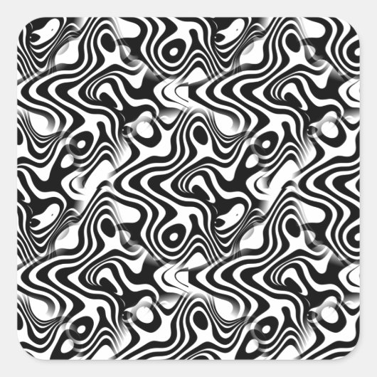 Trendy zwart-wit Abstract Swirls Pattern Vierkante Sticker (Voorkant)