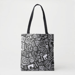 Trendy zwart-wit Abstracte Patroon Canvas tas
