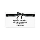 Trendy zwart-wit boog bruiloft retouradres etiket (Voorkant)