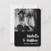 Trendy zwart wit boog moderne eenvoudige bruiloft save the date (Achterkant)