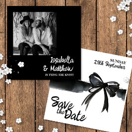Trendy zwart wit boog opslaan de datum bruiloft Ka Save The Date