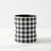 Trendy zwart-wit Buffalo Plaid Monogrammed Mok (Midden)