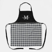 Trendy zwart-wit Buffalo Plaid Monogrammed Schort (Voorkant)
