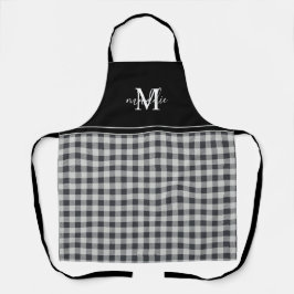 Trendy zwart-wit Buffalo Plaid Monogrammed Schort