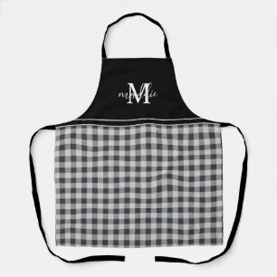 Trendy zwart-wit Buffalo Plaid Monogrammed Schort
