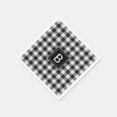 Trendy zwart-wit Buffalo Plaid Monogrammed Servet (Hoek)