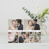 Trendy Zwart Wit Chic bruiloft Fotocollage Bedankkaart (Staand voorkant)