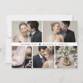 Trendy Zwart Wit Chic bruiloft Fotocollage Bedankkaart (Voorkant)