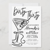 Trendy Zwart & Wit Dirty Dertig 30ste Verjaardag Kaart (Voorkant)