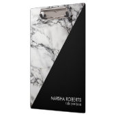 Trendy zwart-wit driehoek marmeren steen klembord (Links)