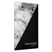 Trendy zwart-wit driehoek marmeren steen klembord (Rechts)