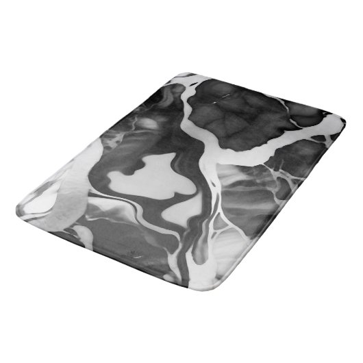 Trendy zwart-wit faux marmer badmat (Gekanteld)