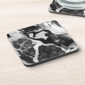Trendy zwart-wit faux marmer bier onderzetter (Linkerzijde)