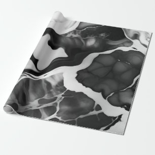 Trendy zwart-wit faux marmer cadeaupapier