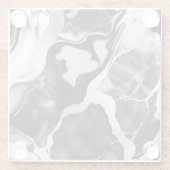 Trendy zwart-wit faux marmer glazen onderzetter (Achterkant)