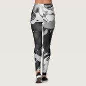 Trendy zwart-wit faux marmer leggings (Achterkant)