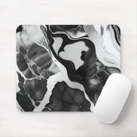 Trendy zwart-wit faux marmer muismat (Met muis)