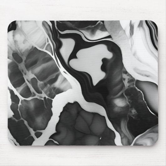 Trendy zwart-wit faux marmer muismat (Voorkant)