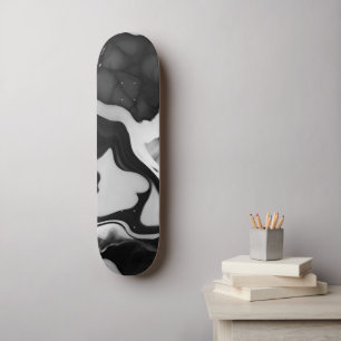 Trendy zwart-wit faux marmer persoonlijk skateboard
