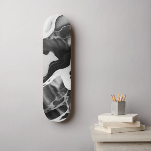 Trendy zwart-wit faux marmer persoonlijk skateboard