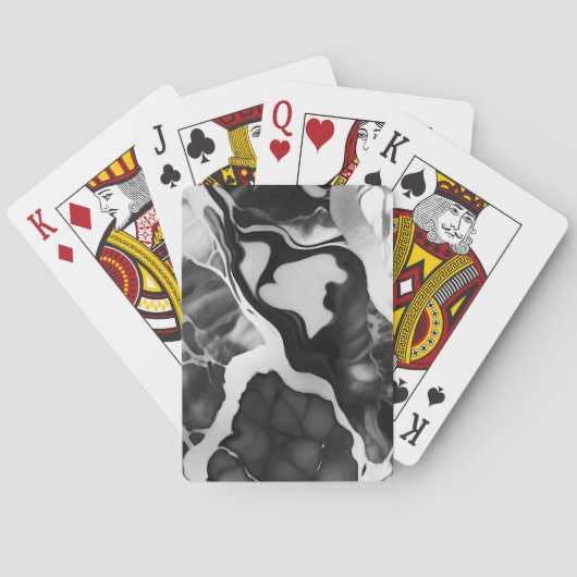 Trendy zwart-wit faux marmer pokerkaarten (Achterkant)