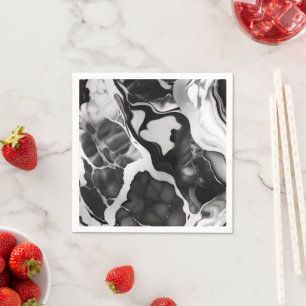 Trendy zwart-wit faux marmer servet