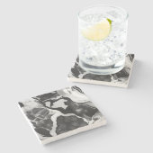 Trendy zwart-wit faux marmer stenen onderzetter (Zijkant)