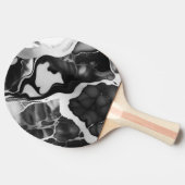 Trendy zwart-wit faux marmer tafeltennisbatje (Zijkant)