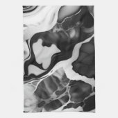 Trendy zwart-wit faux marmer theedoek (Verticaal)