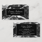 Trendy zwart-wit faux marmer visitekaartje (Voorkant / Achterkant)