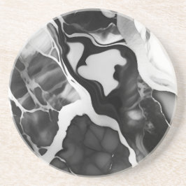 Trendy zwart-wit faux marmer zandsteen onderzetter
