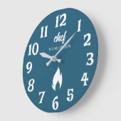 Trendy Zwart wit Gepersonaliseerde naam chef-kok Grote Klok (Hoek)