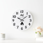 Trendy Zwart wit Gepersonaliseerde naam chef-kok Grote Klok (Huis)