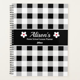 Trendy zwart wit geruit Home School les Planner