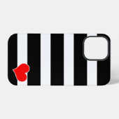 Trendy zwart-wit gestreept iPhone hoesje (Achterkant horizontaal)