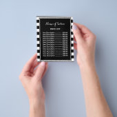 Trendy Zwart-Wit Gestreepte Prijslijst Kapsalon Flyer (Hand)