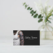 Trendy zwart-wit getatoeëerd Guy Tattoo Artist Visitekaartje (Staand voorkant)