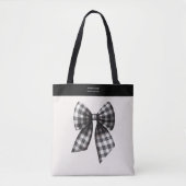 Trendy zwart-wit Gingham Bow Tote Bag (Voorkant)