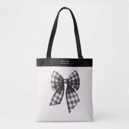 Trendy zwart-wit Gingham Bow Tote Bag