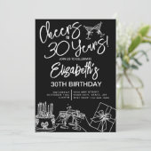 Trendy zwart-wit grillige 30e verjaardag kaart (Staand voorkant)