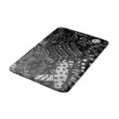 Trendy zwart-wit grillige vispatroon badmat (Gekanteld)