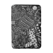 Trendy zwart-wit grillige vispatroon badmat (Voorkant Verticaal)