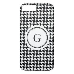 Trendy zwart-wit houndstooth-monogram Case-Mate iPhone case